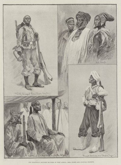 De rampzalige militaire blunder in West-Afrika, Sofa-hoofden en koloniale soldaten door Richard Caton Woodville junior